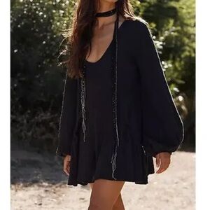 Free People Beach Bayside Mini Dress in Black Size XS